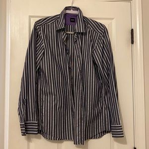 Hugo boss gray and purple dress shirt